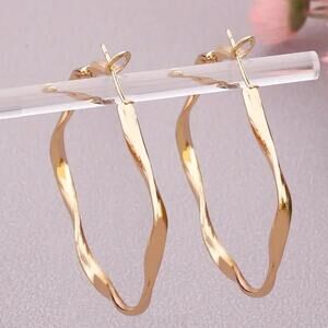 Gold Ruffled Hoop Earrings